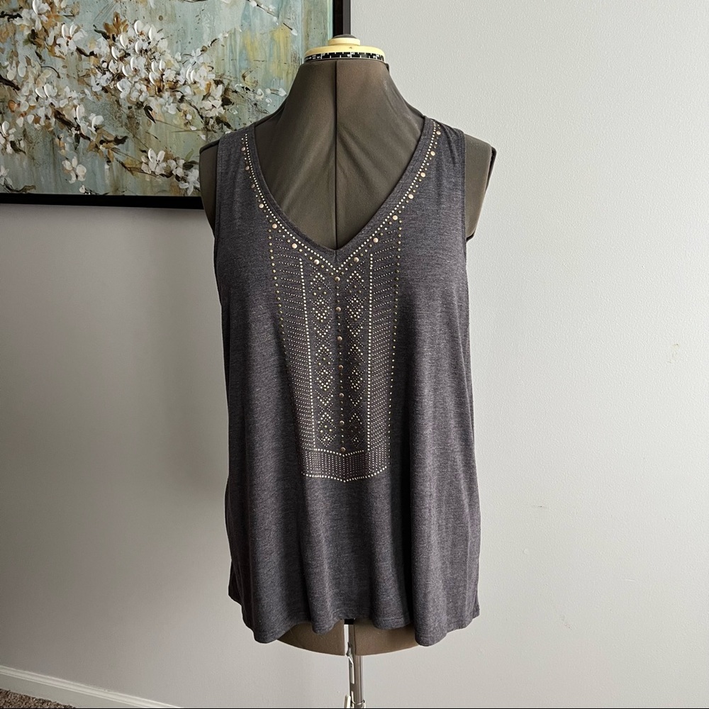 Knox Rose Grey and Gold Dot Detail Tank Top